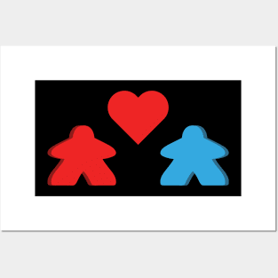 Red And Blue Meeple Couple Board Game Valentine's Day Posters and Art